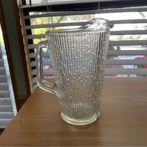 VINTAGE - FINLANDIA Large Tree Bark Pitcher - Jeannette Glass Co USA